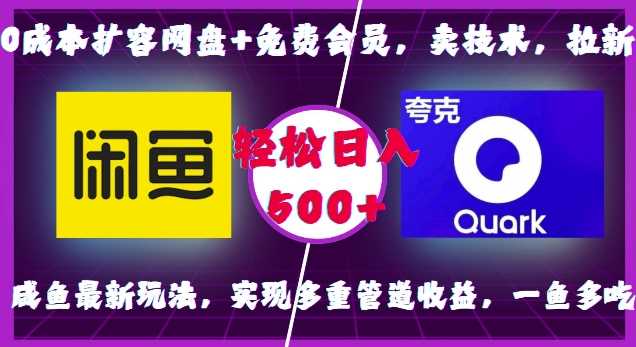 0成本扩容网盘+免费会员，卖技术，拉新，咸鱼最新玩法，实现多重管道收益，一鱼多吃，轻松日入500+-百盟网