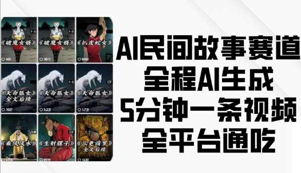 AI民间故事赛道，全程AI生成5分钟一条视频，全平台通吃-百盟网