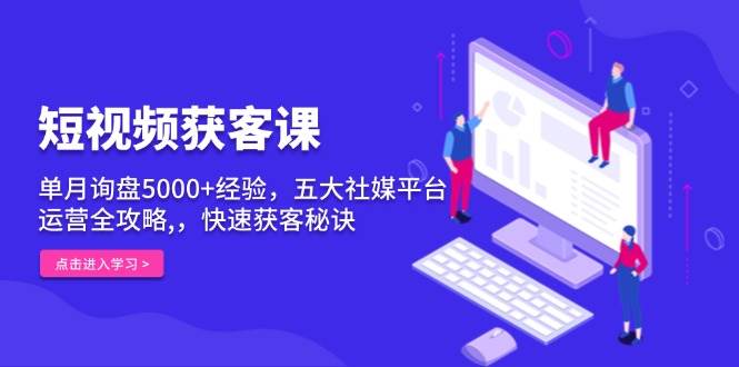 短视频获客课，单月询盘5000+经验，五大社媒平台运营全攻略,，快速获客秘诀-百盟网