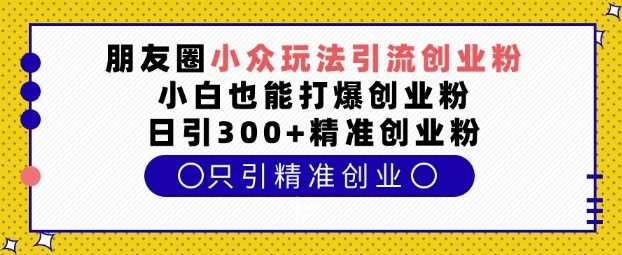 朋友圈小众玩法引流创业粉，小白也能打爆创业粉，日引300+精准创业粉【揭秘】-百盟网