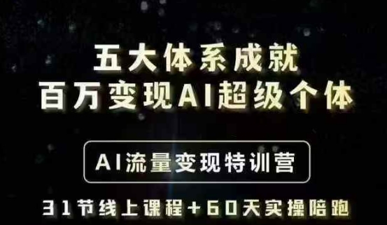 五大体系成就百万变现AI超级个体- AI流量变现特训营，一步一步教你一个人怎么年入百W-百盟网