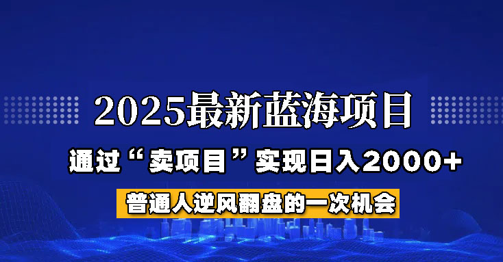2025年蓝海项目，如何通过“网创项目”日入2000+-百盟网