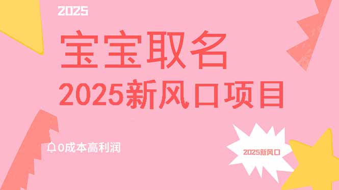 2025新风口项目宝宝取名，0成本高利润，附保姆级教程，月入过万不是梦-百盟网