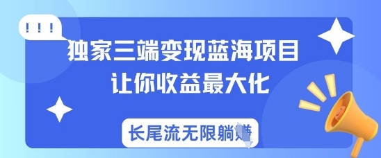 独家三端变现蓝海项目，让你收益最大化，长尾流无限躺挣-百盟网