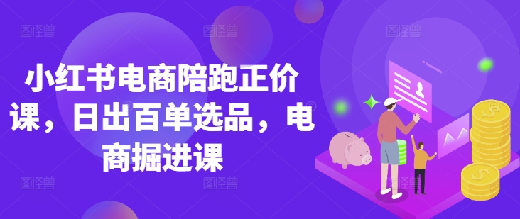 小红书电商陪跑正价课，小红书官方认证电商讲师教学，日出百单选品，电商掘进课-百盟网