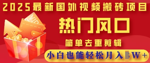 2025最新视频搬砖项目，热门风口，简单去重剪辑，小白也能轻松月入过W-百盟网
