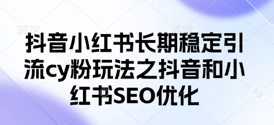 抖音小红书长期稳定引流cy粉玩法之抖音和小红书SEO优化-百盟网