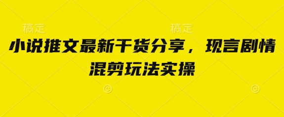 小说推文最新干货分享，现言剧情混剪玩法实操-百盟网