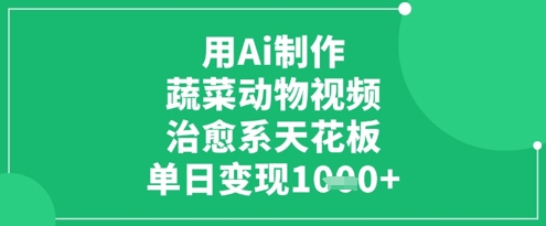 用Ai制作蔬菜动物视频，治愈系天花板，单日变现1k-百盟网