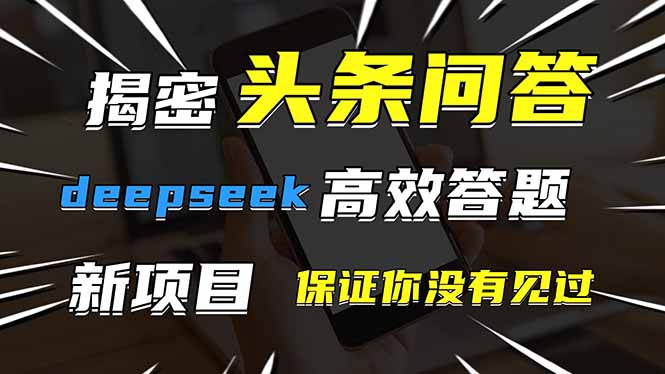 头条问答，刚出的新玩法！保证你没见过！用DeepSeek去高效答题，一个账…-百盟网