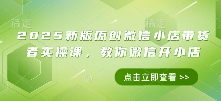 2025新版原创微信小店带货者实操课，教你微信开小店-百盟网