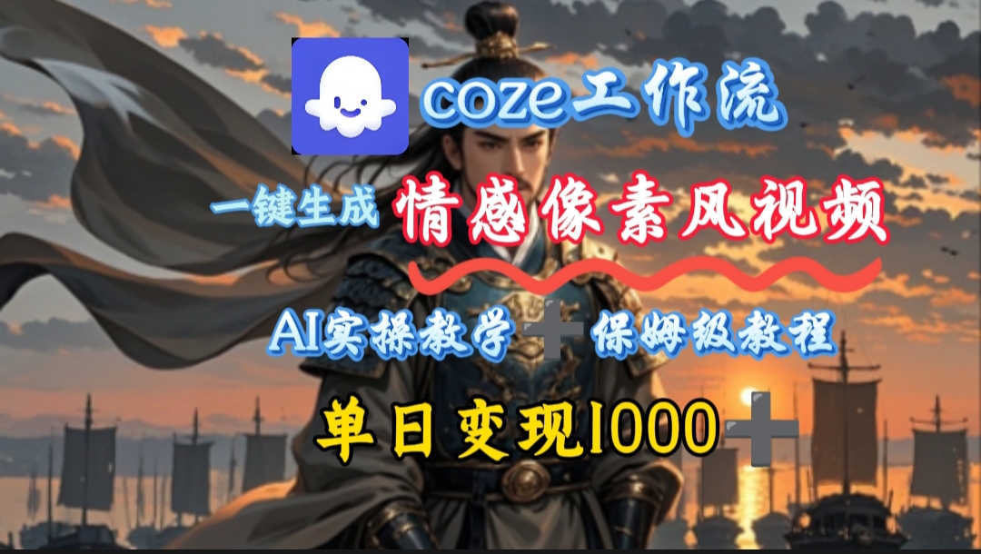 用coze工作流一键生成情感像素风视频，几分钟一条，单日变现500+-百盟网